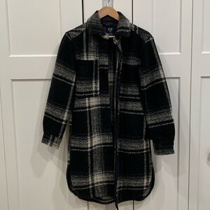 Gap Faux Wool Winter Coat Front and Side Pockets Flannel Inspired Size XXS